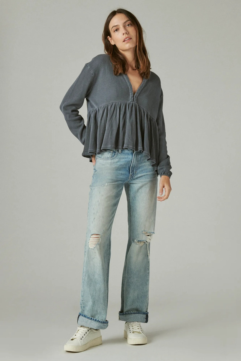 Blusa Lucky Brand Waffle Peplum Top Talle Grande Algodón100% - Imagen 6