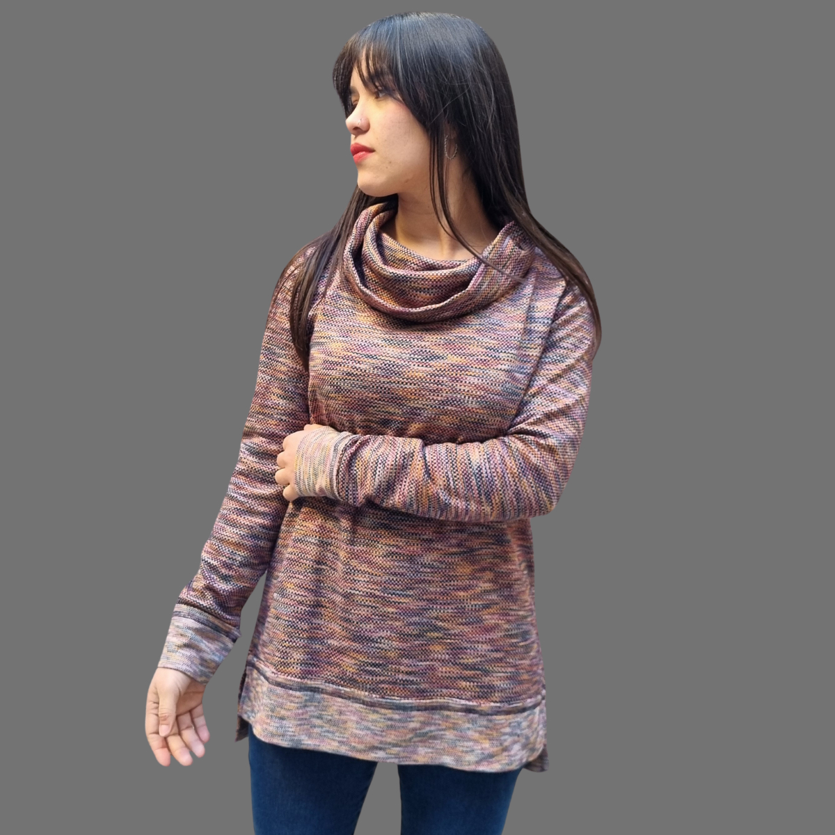 Pullover Natural Cuello Caido Importado India - Imagen 2