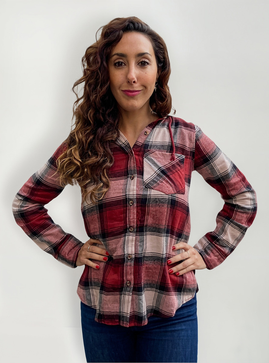 Camisa Mujer Escocesa Cuadrille Capucha Amplia Importada - Imagen 12