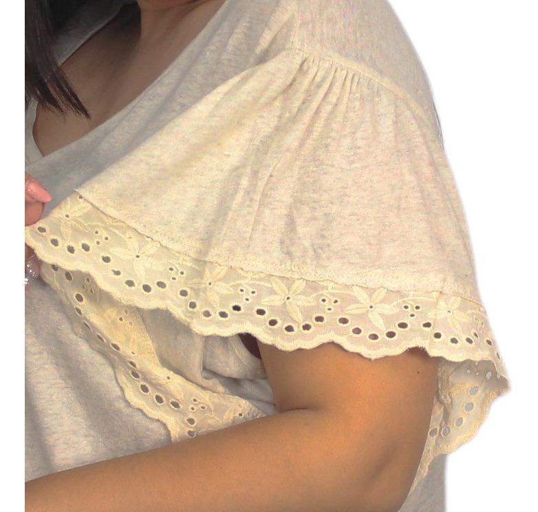 Remera Lisa Broderie Algodon Corta Talle Grande Importada - Imagen 7