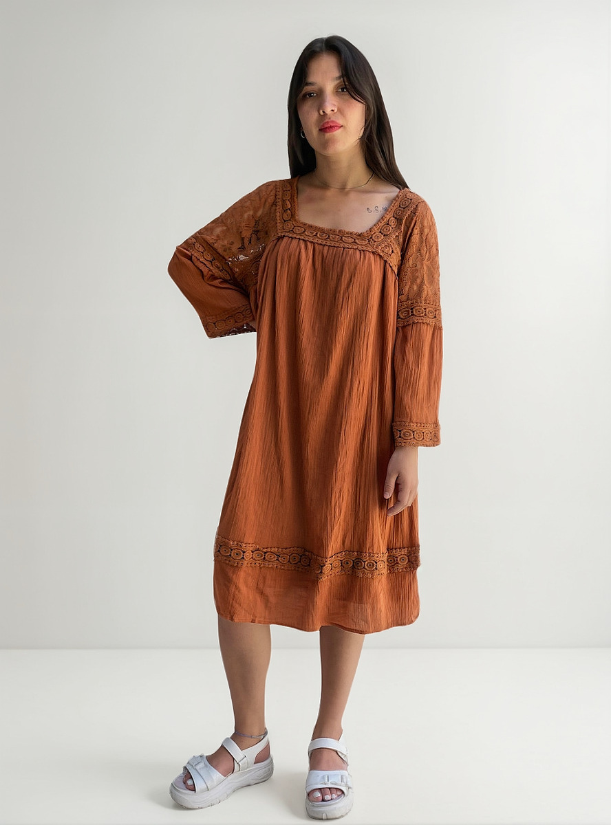 Vestido M 3/4 Lane Talle Grande Encaje Tul Forrado Importado