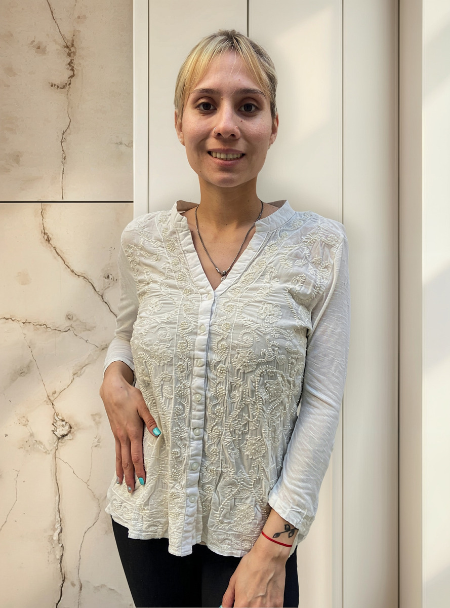 Camisa Rapsodia Stonewash Bordado Perlas Importado