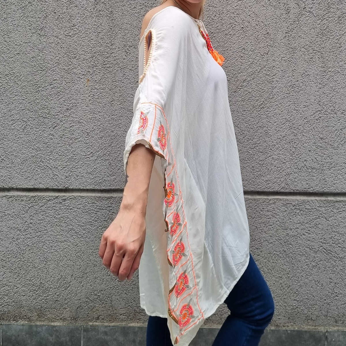 Blusa Poncho Bambula Bordada Talle Grande Importada - Imagen 17