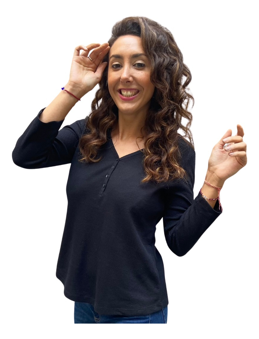 Remera Blusa Mujer Talles Grandes Manga Tres Cuartos Algodón - Imagen 24