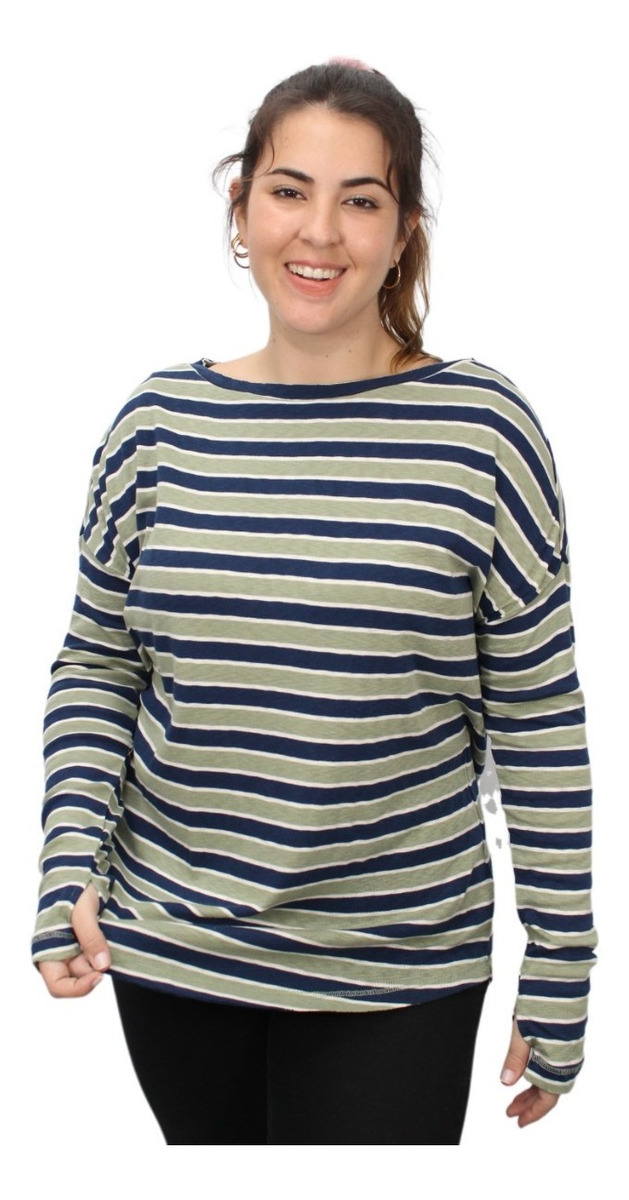 Remera Rayada Talle Grande Algodon Importada - Imagen 5