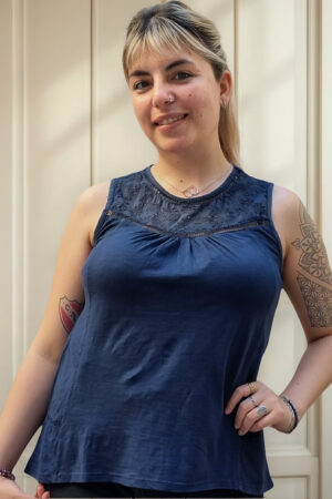 Blusa Remera Sonoma Talle Grande Detalle Broderie Importado