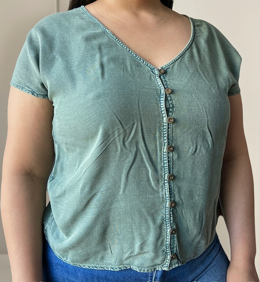 Blusa Mujer Lisa Verano Abotonada Talle Grande Importada - Imagen 6
