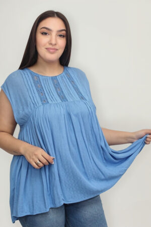 Blusa Acampanada Con Tul Talle Grande Importada