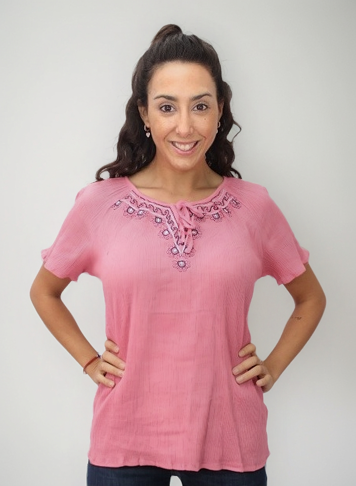 Blusa Bambula Bordada Con Cordon Amplia Importada - Imagen 9