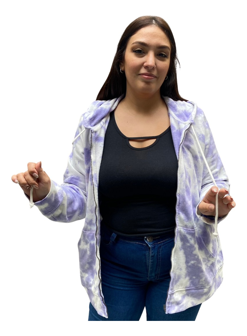 Campera Hoodie Mujer Talles Grandes Abrigada Algodón Premium - Imagen 4