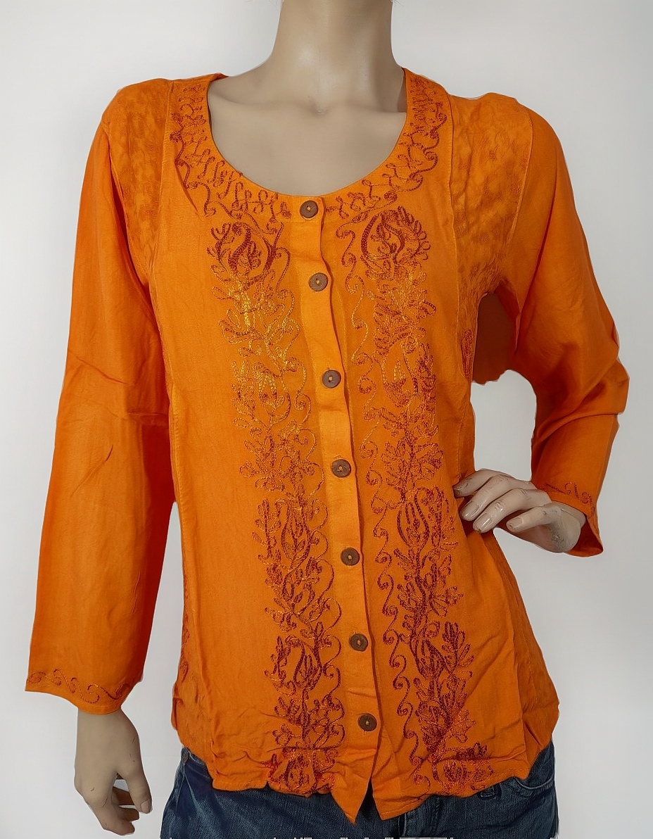 Blusa Janta Bordada Lisa Abotonada Super Liviana T. Único - Imagen 8