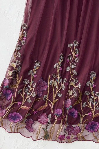 Pollera Falda Coldwater Creek Tul Bordado Florals Mesh Skirt - Imagen 2