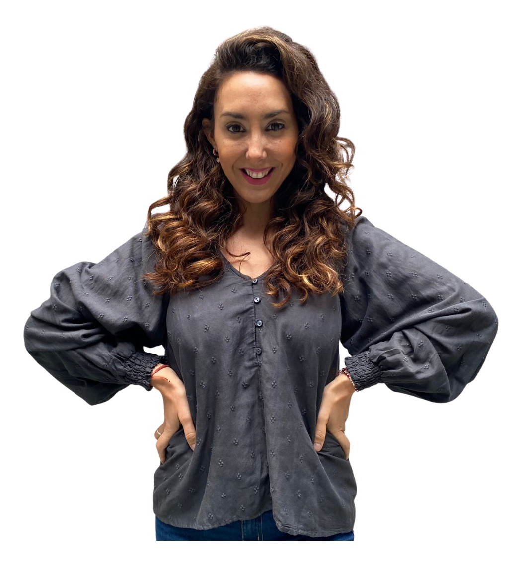 Camisa Blusa Mujer Talles Grandes Bordado Flores Algodón