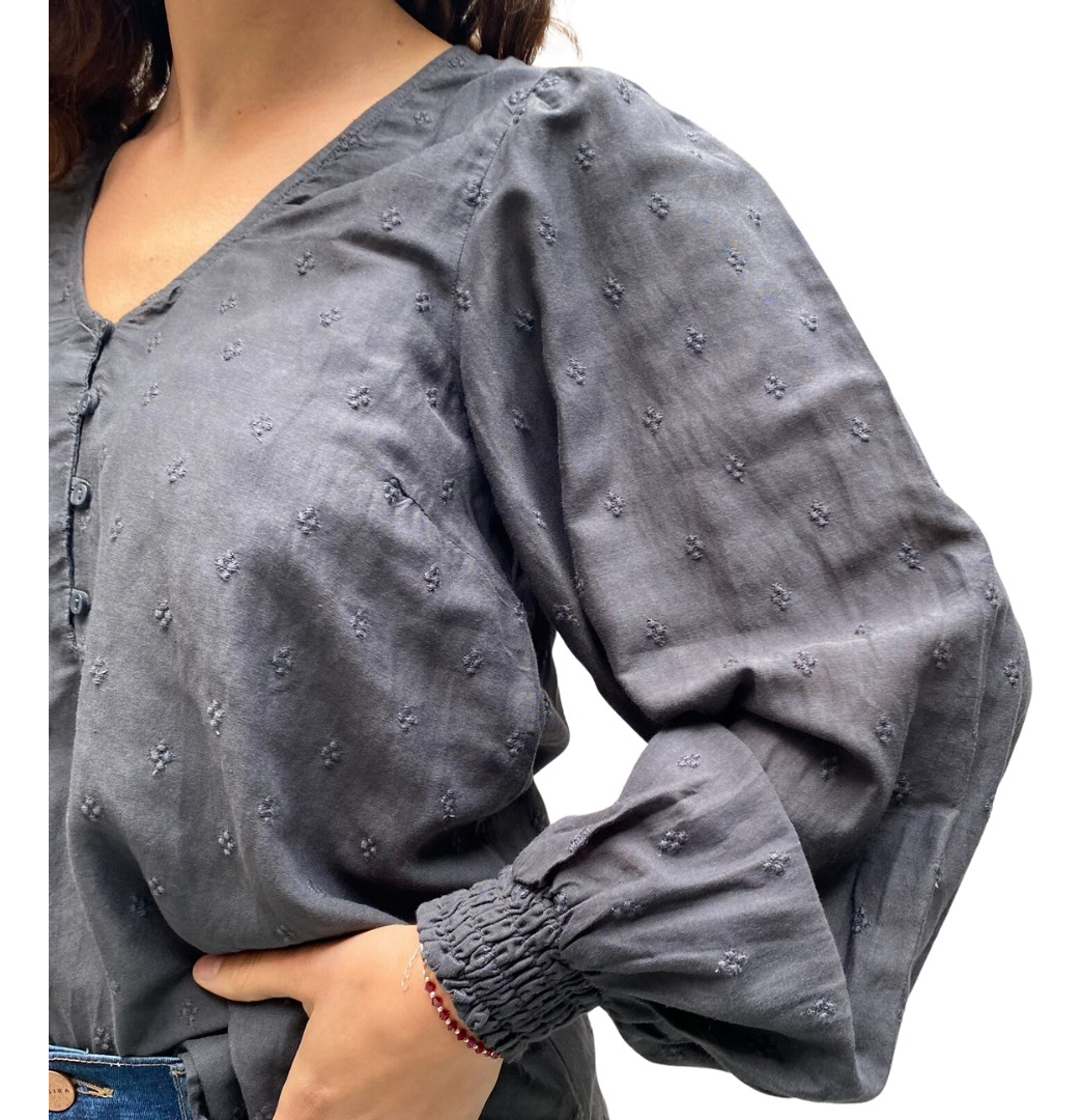 Camisa Blusa Mujer Talles Grandes Bordado Flores Algodón - Imagen 5