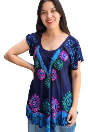 Blusa Hindú Lisa Multicolor Con Detalles En Batik Divina!