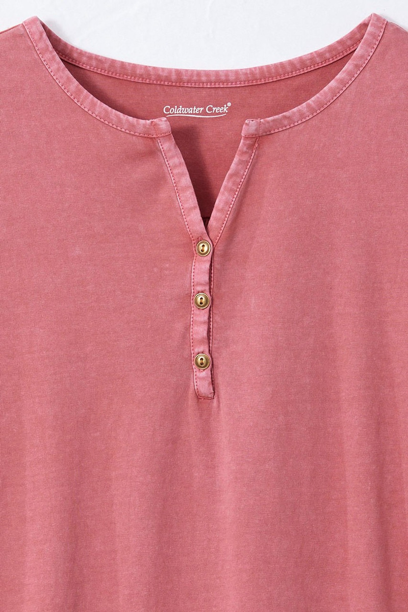 Blusa Remera Coldwater Creek Vintage-wash Henley Talle Grand - Imagen 16