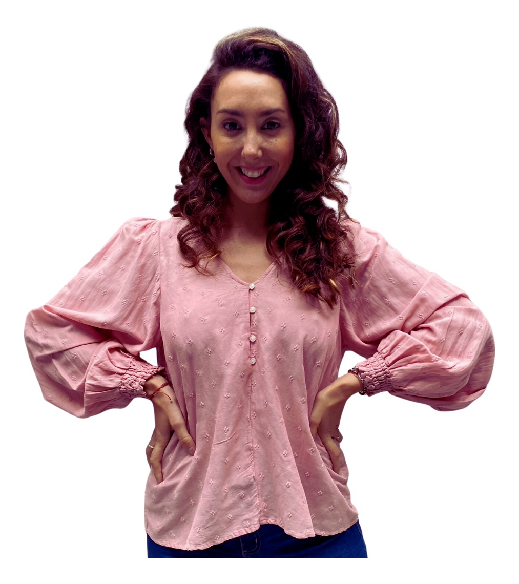 Camisa Blusa Mujer Talles Grandes Bordado Flores Algodón - Imagen 6