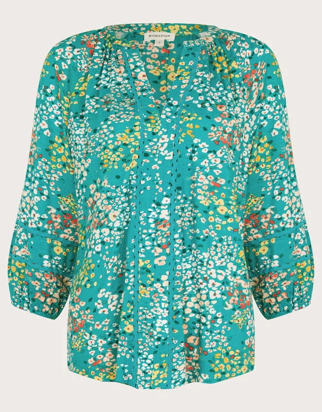 Blusa Monsoon Manga 3/4 Print Floral Mujer Verano Importado - Imagen 8