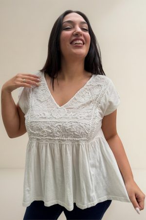 Blusa Lucky Brand Mujer Bordado Algodon 100% Importado India