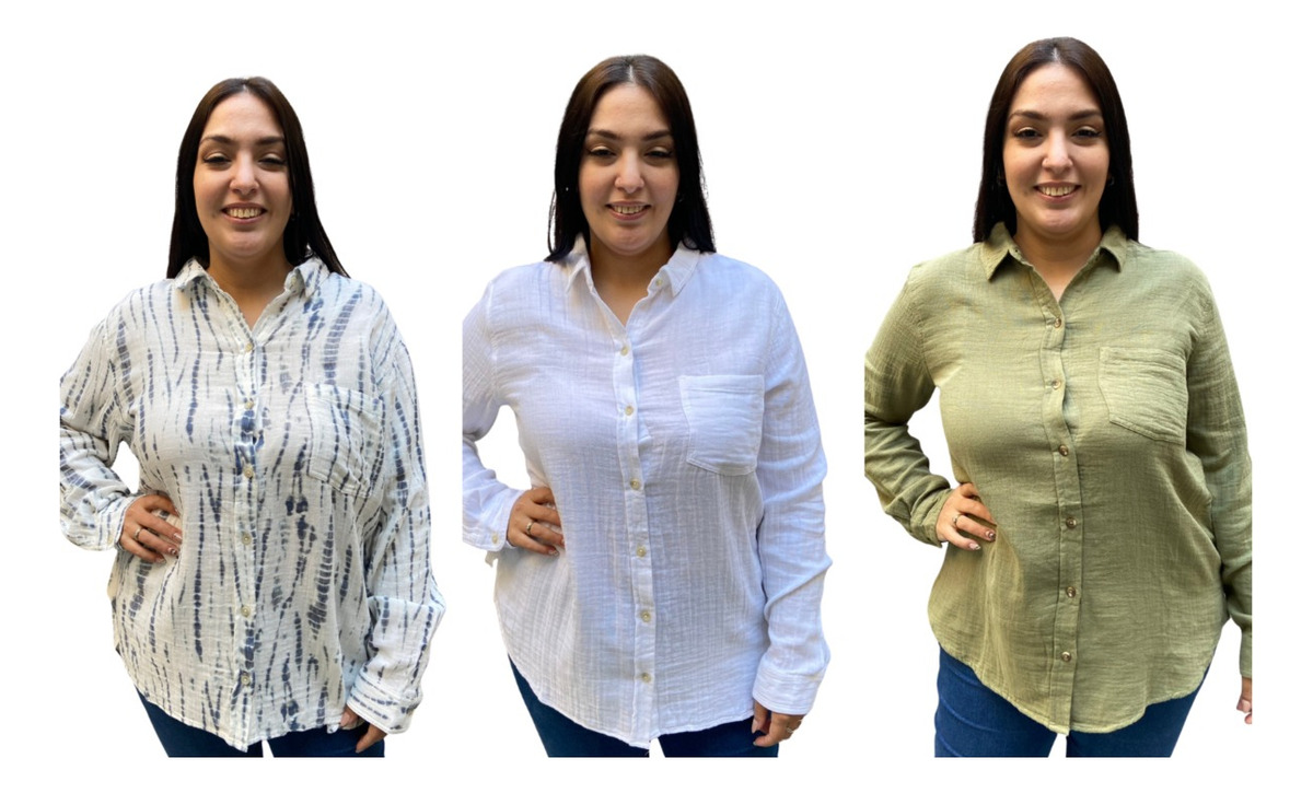 Camisa Blusa Mujer Talles Grandes Algodón Importado Premium - Imagen 9