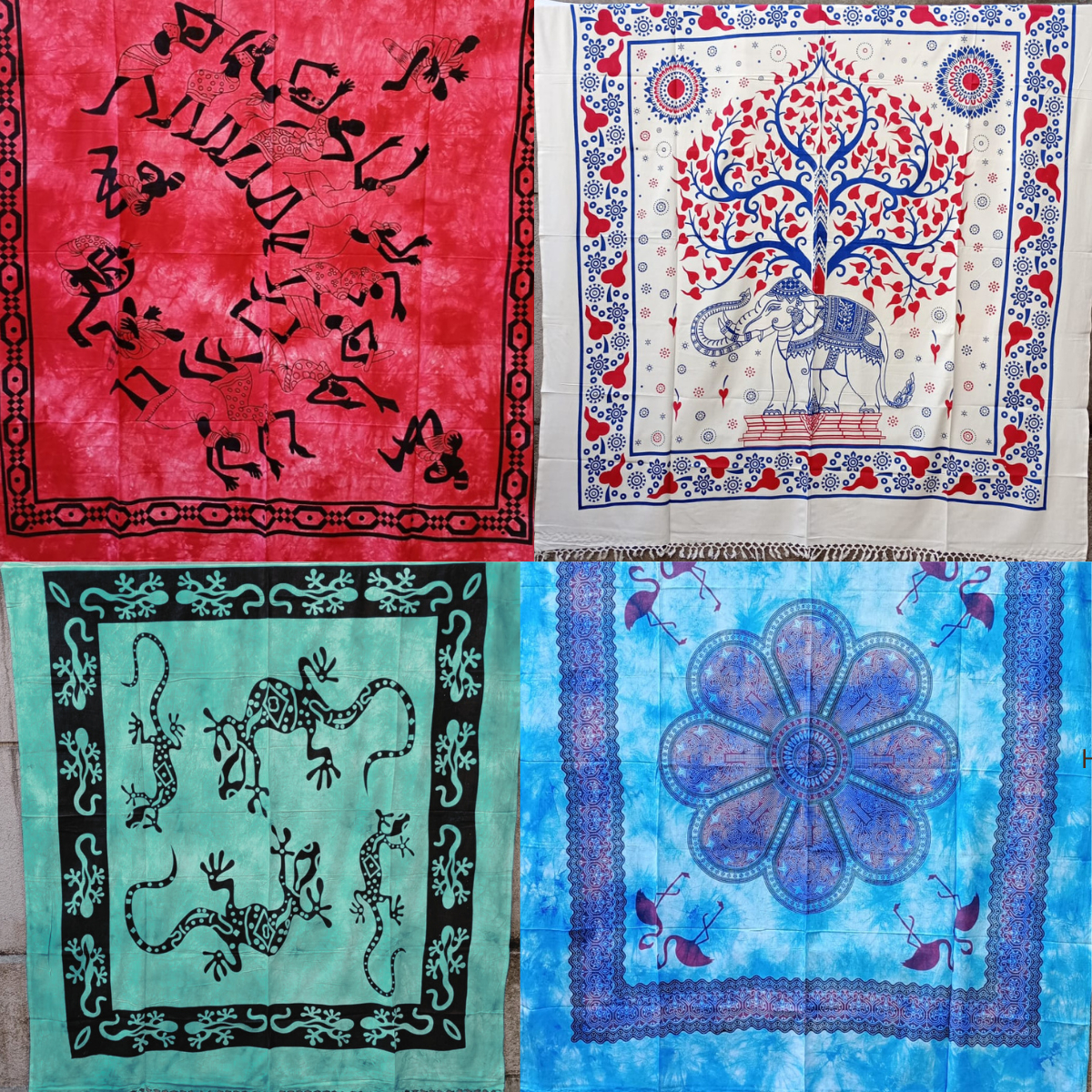 Manta Hindu Rustica Flecos 2 Plazas Diseños Importados - Imagen 57