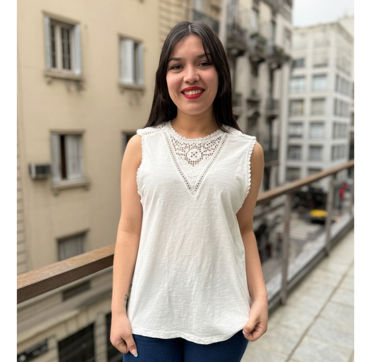 Blusa Maison Musculosa Broderie Mujer Verano Importado India - Imagen 2