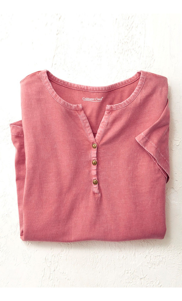 Blusa Remera Coldwater Creek Vintage-wash Henley Talle Grand - Imagen 17