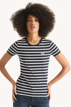 Remera Manga Corta Rayada Algodon 100% Importado India Mujer