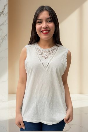 Blusa Maison Musculosa Broderie Mujer Verano Importado India