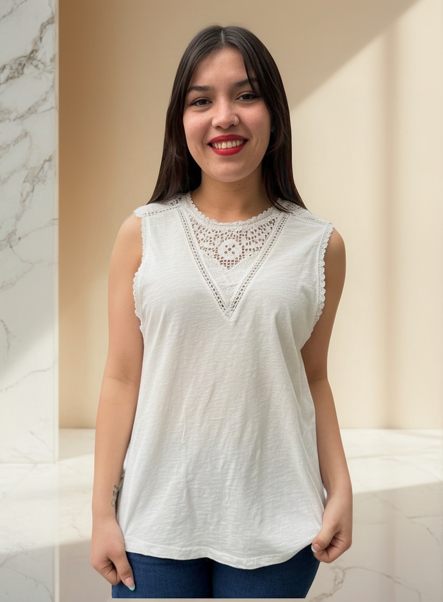 Blusa Maison Musculosa Broderie Mujer Verano Importado India