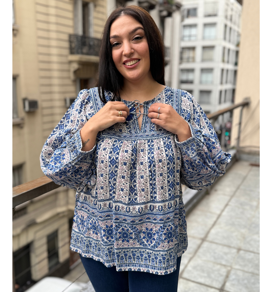 Blusa Maison Paris Estampado Mujer Premium Importado India - Imagen 4