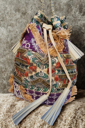 Cartera Bolso Mochila Bordado Hilo Canutillo Importada India