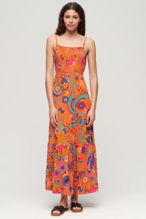 Vestido Super Dry Floral Maxi Largo Algodon Verano Importado