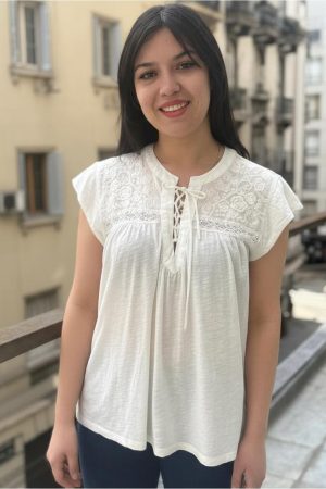 Blusa Lucky Brand Manga Corta Algodon Importado India Verano