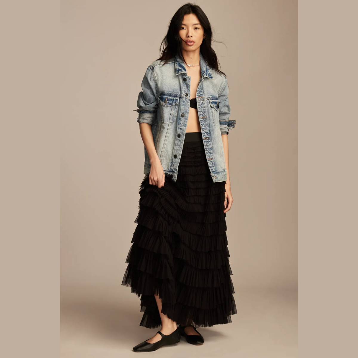 Pollera Falda Lucky Brand Escalonada Volado Tul Importado