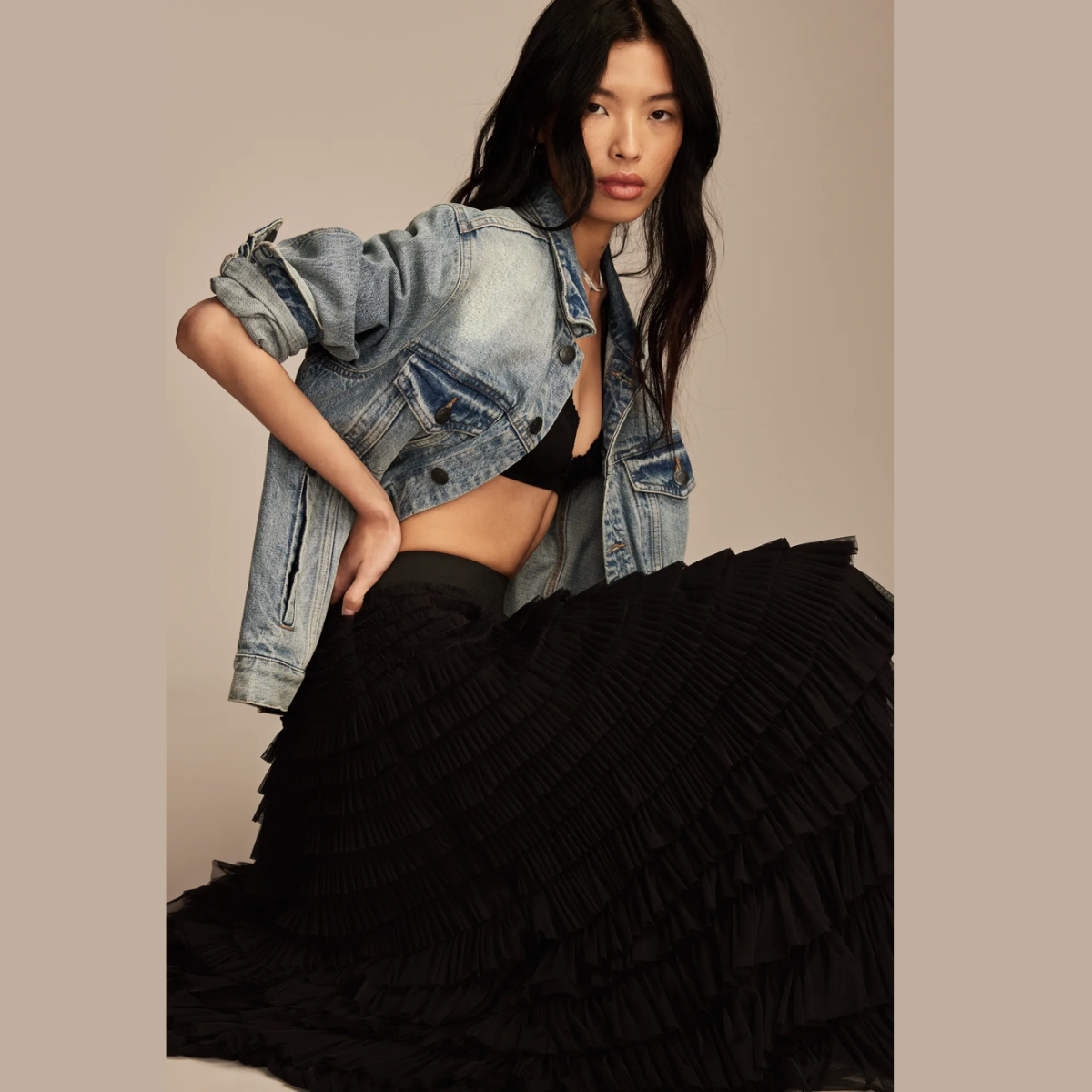 Pollera Falda Lucky Brand Escalonada Volado Tul Importado - Imagen 5