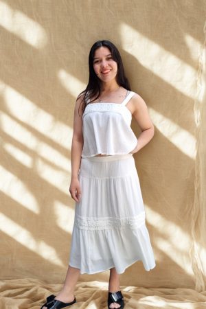 Conjunto Lucky Brand Bordado Crochet Verano Playa Importado