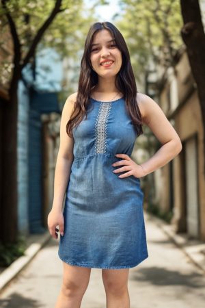 Vestido Anaandi Corto Jean Chic Verano Mujer Importado India