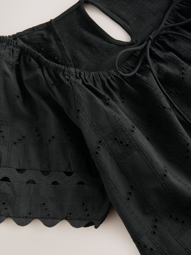 Blusa Next Manga Corta Broderie Algodon 100% Mujer Importado - Imagen 2