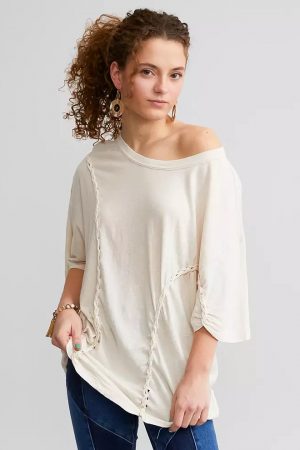 Remera Free People Manga Corta Detalle Trenza Importado