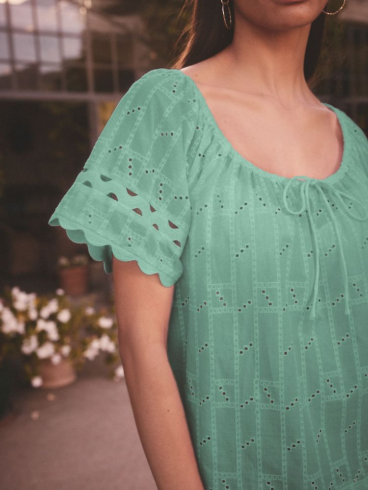 Blusa Next Manga Corta Broderie Algodon 100% Mujer Importado - Imagen 17