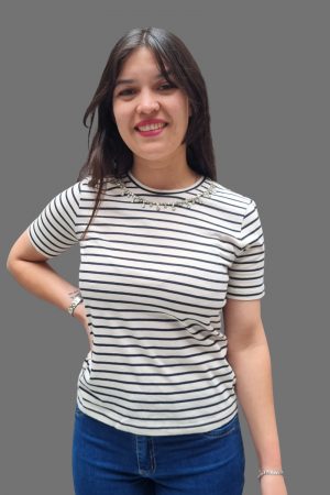 Remera Next Detalle Pedreria Algodon 100% Mujer Importado